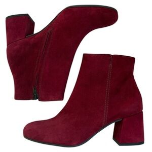 EUC Paul Green Leather Sicily Ankle Boots Deep Red Size 6.5